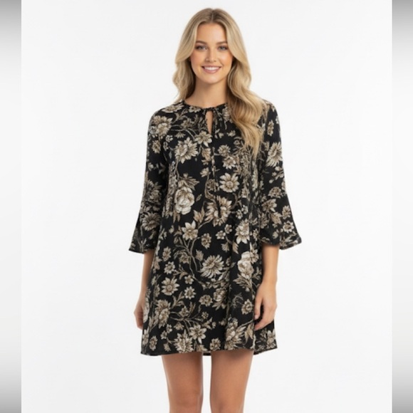 Ces femme size medium black floral shift dress - Picture 1 of 3